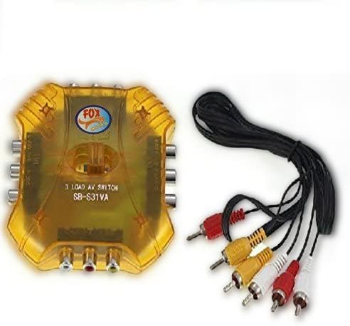 FOX MICRO 3 Way Audio Video Av Rca Composite Switch Switcher Splitter+Cable For Xbox Dvd-(COLOR MAY VERY )-FM