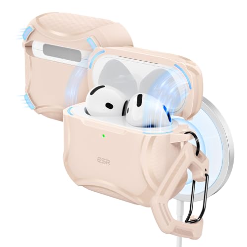 Image of ESR for AirPods 4 Case, Compatible with AirPods 4th Generation Case (2024), Compatible with MagSafe, Powerful Drop Protection, Magnetic Lid, Cyber Series, Desert Titanium