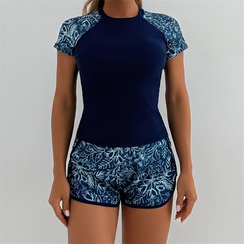 Maillot de bain 2 pièces Rushguard femme athlétique manches courtes - 6