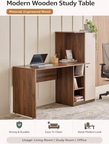 Image of SPYDER CRAFT Multipurpose Desk for Office, Study with Book Storage Engineered Wood Multipurpose Table (Free Standing, Finish Color -Irish Pink, DIY(Do-It-Yourself))