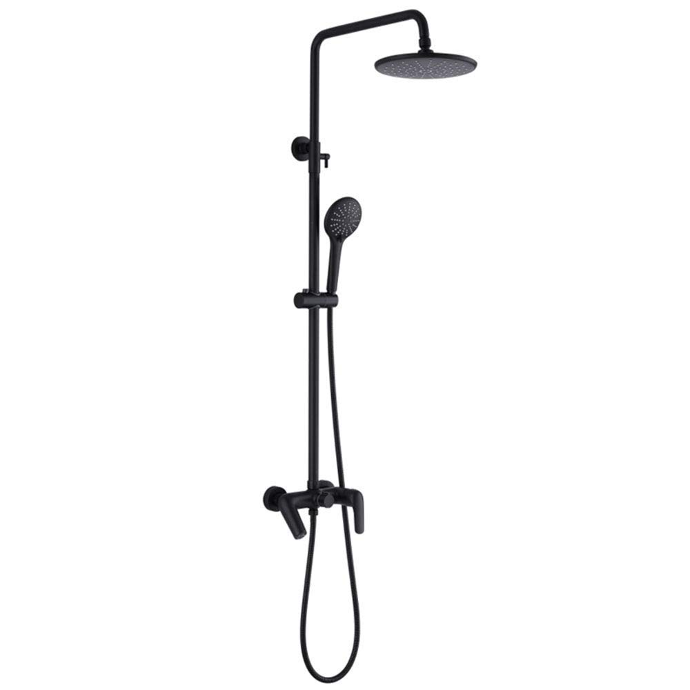 CWCQGH Black Rainfall Shower Bronze Bathroom Faucet Set Single Handle Bath Shower 3 Function Mixer Taps Wall Mounted with Handshower,Black,Black