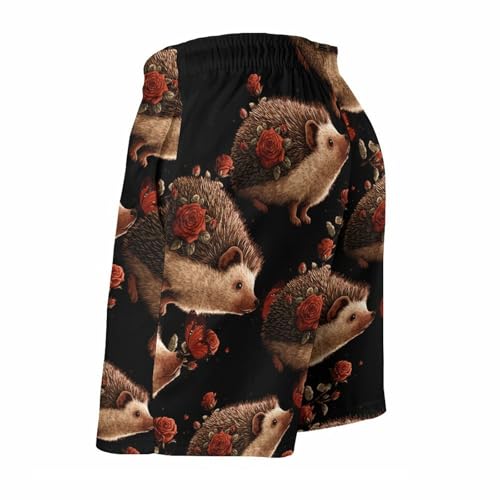 Hedgehog Butterfly Mens Swim Trunks Quick Dry Board Shorts Beach Swimwear Bathing Suits4