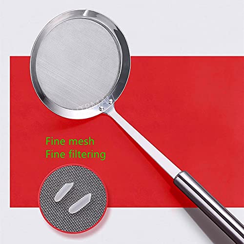 Skimmer Spoon, Stainless Steel Spider Strainer Skimmer Spoon Grease Fine Mesh Strainer Skimmer Spoons For Cooking Frying Skimming Grease, Foam And Gravy #TOP1