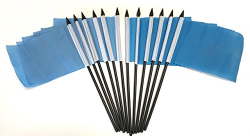 Pack of 12 4"x6" Solid Light Blue Color Miniature Desk & Table Flags, 1 Dozen 4"x 6" Small Mini Stick Flags (Light Blue)