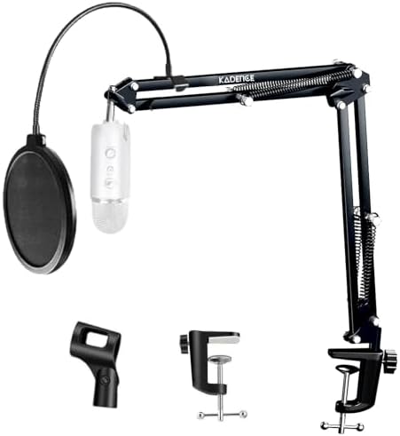 Kadence NB35POP Home Series Mic Boom Arm Stand with Pop Filter | Dual-Spring Suspension with 360° Rotation & Smooth Angle Adjustment | Desk Clamp Mount for Recording, Streaming & Podcasting | Black