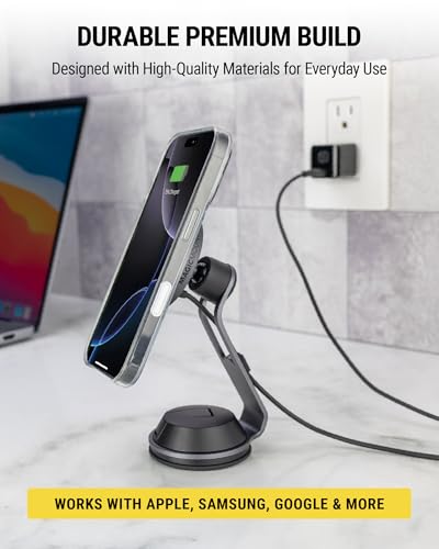 Image of Scosche MagicMount Charge Pro Qi2 Home /Office MagSafe Suction Mount, 15W Fast Wireless Charger Magnetic Cell Phone Holder Compatible with iPhone 16 /15 /14 /13 /12 Pro Max Plus and Samsung Galaxy S25