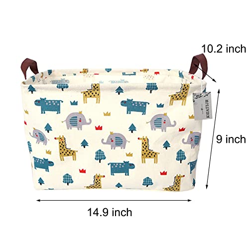 Image of Rectangle Storage Basket Cute Canvas Organizer Bin for Pet /Children Toys, Books, Clothes Perfect for Rooms /Playroom (Animals)