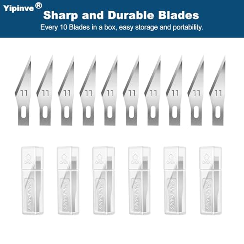 Exacto Knife, 2 Exacto Knives with 60 Exacto Blades #11, Craft Knife, Hobby Knife, Exacto Knife Set for Crafts, Arts, Modeling, Scrapbooking