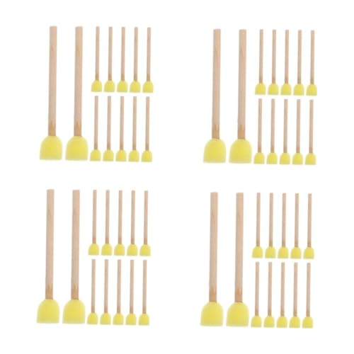 DIYEAH 120 Piezas Pinceles Esponja Redondos con Mango de Madera Ergonómico para Herramientas DIY Pintura Segura para Arte Casa Jardín Infantil y Clases
