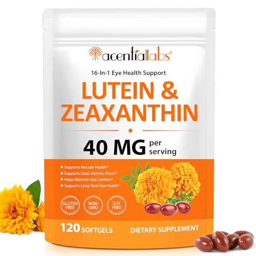 Lutein Zeaxanthin kapseln 40 mg Augen Vitamin Komplex 16-in-1 Augen Nahrungsergänzung mit Omega-3 Vitamin C D3 E B6 B12 ZinkLutein aus Tagetes120 Softgels Glutenfrei Non-GMO