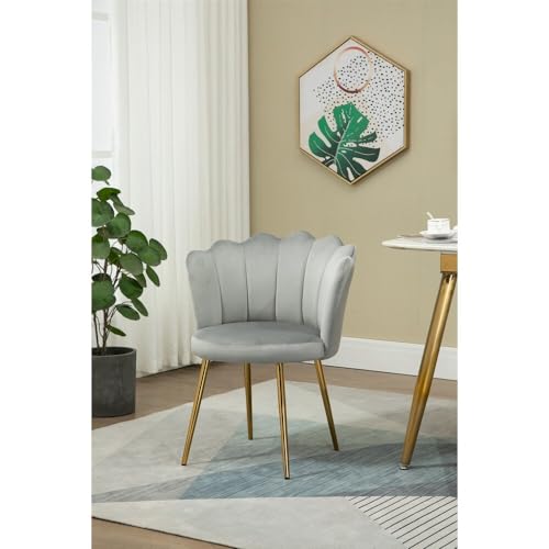 Image of Set of 2 Accent Chair for Living Room | Modern Armchair in Soft Velvet Fabric with Sturdy Legs | Premium Chair for Home Living Room Bedroom Restaurent | (Flower Design, Light Grey)