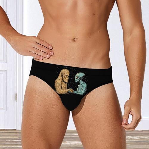 Bigfoot Aliens Friendship Mens Swim Briefs Sexy Bikini Swimwear Bathing Suits Trunks4
