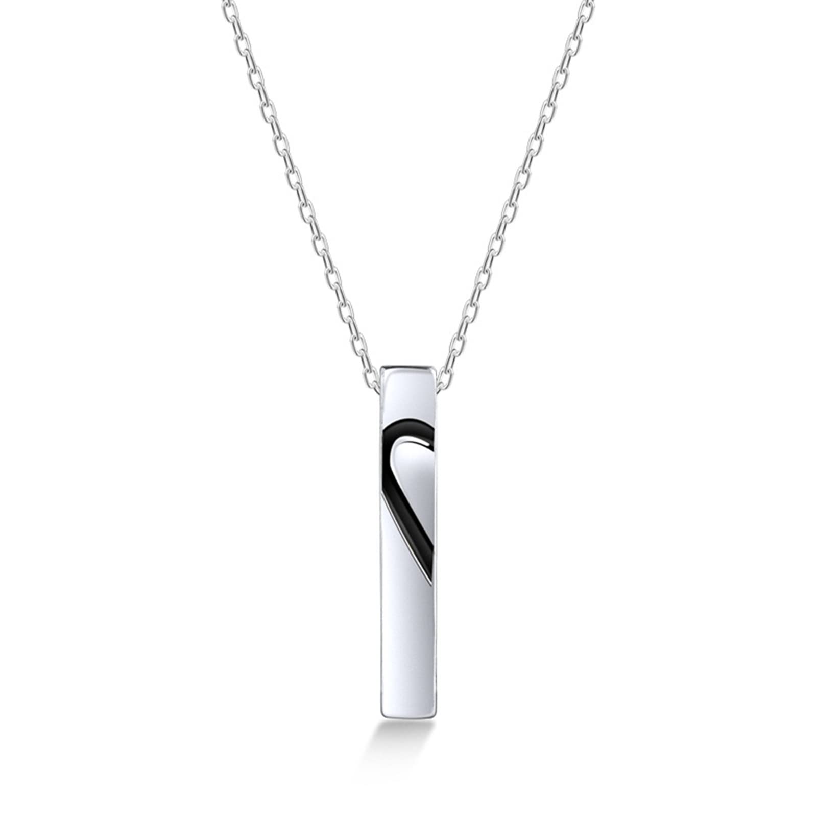 Collier barre puzzle de cœur 925 argent couple KnSam - 4