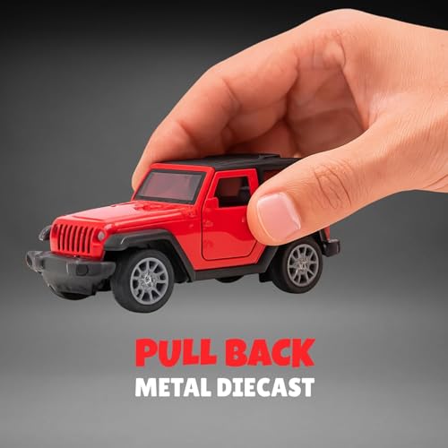 Image of Amisha Gift Gallery Open Thar Jeep Diecast Metal Toy Car for Kids, Red | Opening Doors & Pull Back Action, Mini Manual Push Super Car, No Battery Needed, Durable Diecast Vehicle for Kids Age 3+