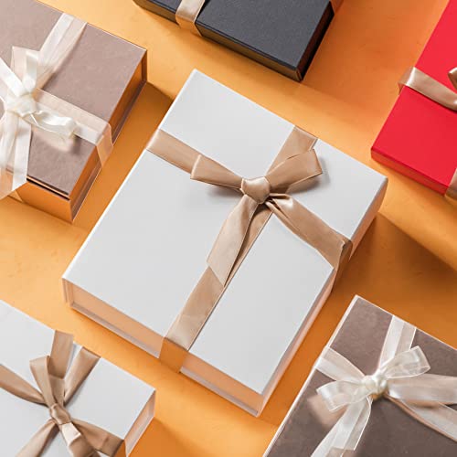 Image of LIFELUM White Gift Boxes with Lids Bulk for Presents 5 Pack Gift Boxes 13.85 x 8.35 x 4.45 inch Large Gift Box Contains Card,Sticker,Ribbon, Shredded Paper Filler for Anniversary, Weeding Gifts
