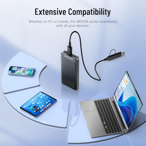 OSCOO 4TB Externo Portátil SSD, USB 3.2 Gen 2x2 SSD Externo, hasta 2000MB/s, Puertos Duales USB-C y USB-A, Disco Duro Sólido Externo Compatible con Portátiles, Tabletas, Cámaras - imagen 6