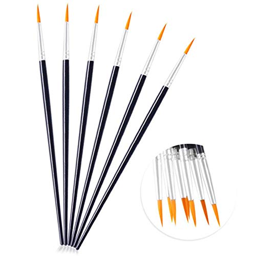 WYN 12pcs Nylon Hair Wooden Handle Watercolor Paint Brush Pen Set For Learning Oil Painting Art Paint Brushes Supplies,5pcs