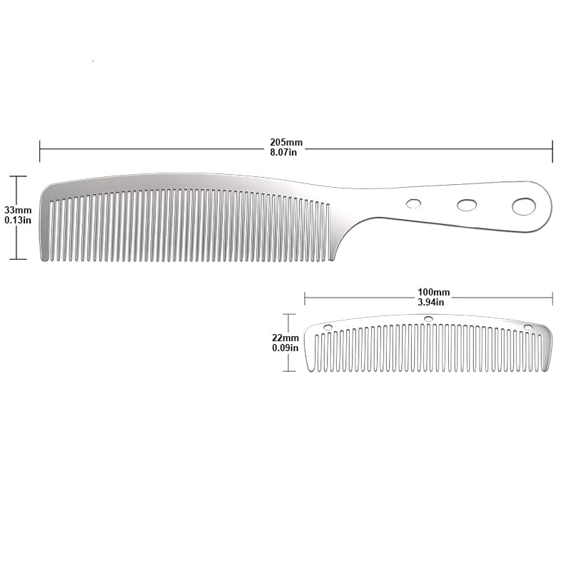 Set de 2 Peines de Barbero Antiestáticos de Metal miniatura 3