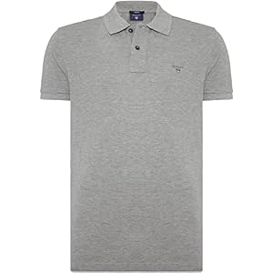 GANT Men's Original Pique SS Rugger, Grey Melange, X-Large