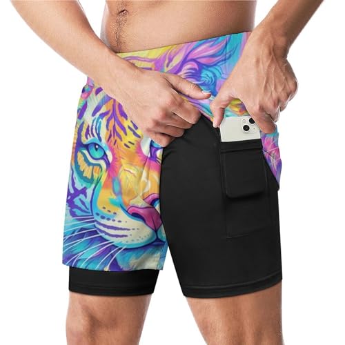 Men's Swim Trunks Watercolor Cats Drawing Quick Dry Board Shorts2