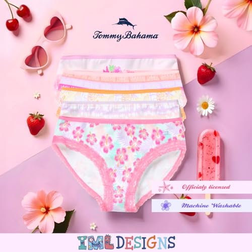 Image of Tommy Bahama Girls Cotton Brief Underwear 5-Pack, Tagless Cotton Panties Multipack for Kids and Toddlers