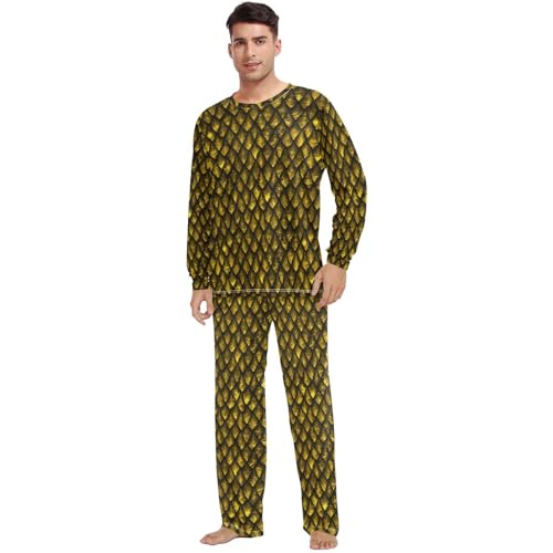 Unisex Pajama Set Long Sleeve Sleepwear Soft 2 Piece Loungewear Golden Dragon Scale Pj Sets for Women & Men2