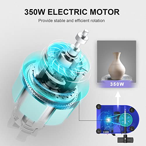Miniatura 5 de Vayotoy Torno Alfarero Eléctrico,25cm Torno Ceramica Que Forma La Máquina 350w Bricolaje Eléctrico Herramienta De Arcilla Con Pedal Y Lavabo Desmontable Para El Trabajo De Cerámica Arte Artesanía
