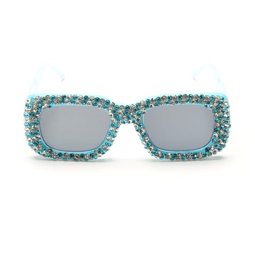 ICARA Square Retro Crystal Rhinestone Sparkling Bejewelled Sunglasses Cute Party Decorations Sun Glasses