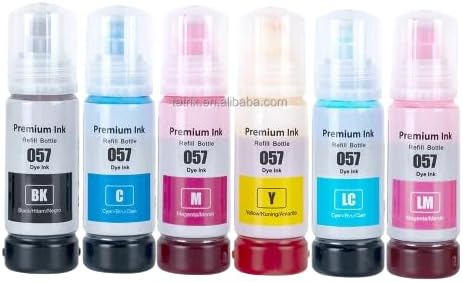 057 Combo Ink Bottle Compatible with Epson for L8050, L18050 Printer (Black/Cyan/Magenta/Yellow/Light Cyan/Light Magenta)
