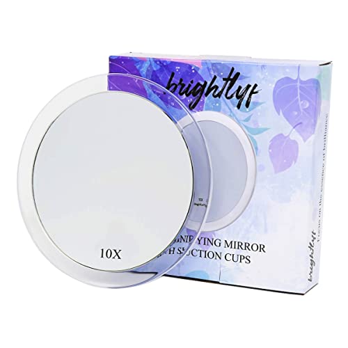 10X Magnifying Mirror with Suction Cup for Precise Eye Makeup, Blackhead/Blemish Removal – Round 6” Circle Glass with Magnifier & 3 Suction Cups