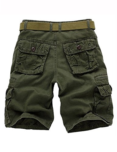 Bestgift Bermuda masculina estilo combate, 5 cores, Verde militar, G