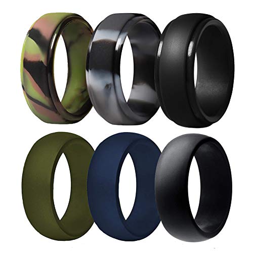 Leimaq Silicone Wedding Ring for Men, Breathable Rubber Wedding Bands Thin Silicone Ring