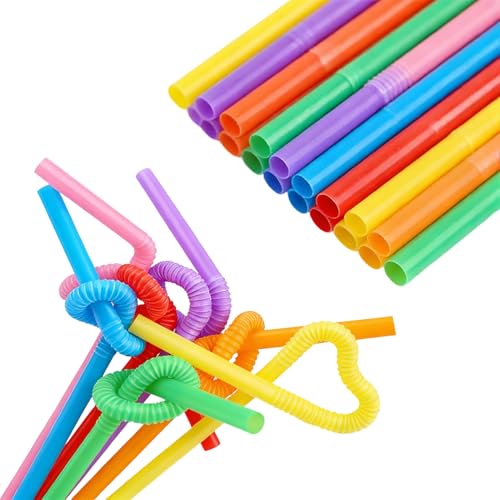 Pitillos flexibles de plástico largo 26 cm, pack 100 miniatura 1