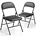 RUIE Chaises Pliantes Lot de 2 avec Rembourrage en Cuir, Chaise Pliante Confortable et Peu Encombrantes - pour l'intérieur et l'extérieur - Chaise de Jardin Bureau Camping Cuisine Yoga Noir