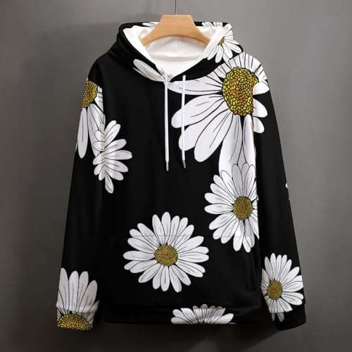 Sweatshirt à capuche Marguerite Blanche UMENG pull unisexe taille S