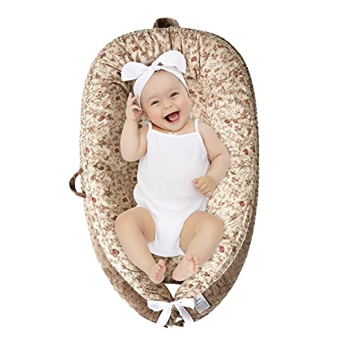 Image of Hiseeme Baby Lounger Cover Baby Nest Cover 100% Cotton Breathable Sleeping Bed Cover for Newborn (Brown)