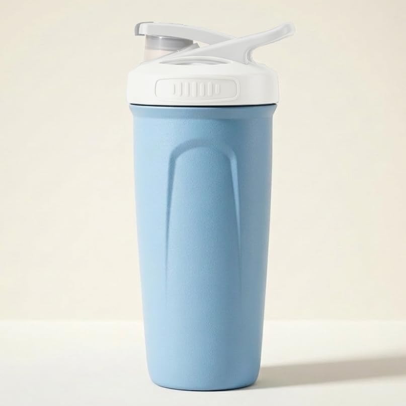 Image of Steel Performance Pro Protein Shaker Bottle (PUSH LOCK BUTTON), Gym Shaker Steel Shaker Bottle Gym Shaker Bottle shaker bottles for protein shake gym protein shaker (Sky Blue)