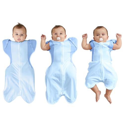 Transition Baby Swaddle 3-6 Months, 2-Way Zipper, Blue