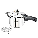VITASUNHOW Stainless Steel Pressure Cooker with Steamer Basket, Faster Cooking and Safety Pressure Release (5-Liter)