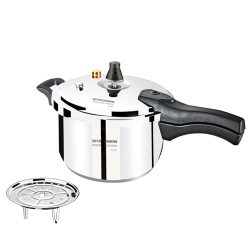 VITASUNHOW Stainless Steel Pressure Cooker with Steamer Basket, Faster Cooking and Safety Pressure Release (5-Liter)