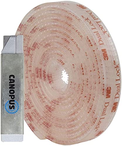 CANOPUS 3M Dual Lock SJ3560 Extra Fuerte (12,7mm x 1,8m), Cinta Adhesivo de Cierre y Fijación Recerrable Tiras para Colgar Cuadros, Tiras Adhesivas de Marco de Foto, Ataduras de Cable, Transparente