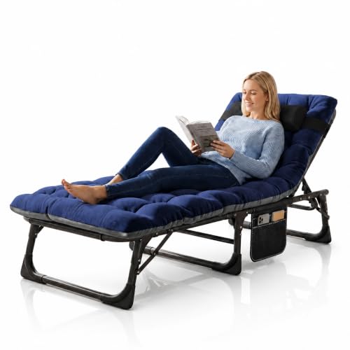 Image of ABORON Patio Lounge Chair, Adjustable Folding Chaise Chair, Max 450LB Load
