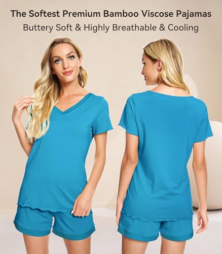 Image of WiWi Viscose from Bamboo Pajamas Set for Women Super Soft Short Sleeve Cooling Summer Plus Size Pjs Sets Sleepwear S-4X