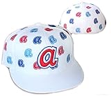 Atlanta Braves Cooperstown Collection Scattered Logos Fitted Hat Cap - White (White, 7 1/2)