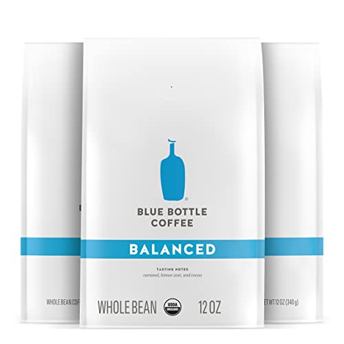 Blue Bottle Whole Bean Organic Coffee, Balanced, Medium Roast, 12 oz bag, 3 pack