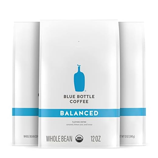Blue Bottle Whole Bean Organic Coffee, Balanced, Medium Roast, 12 oz bag, 3 pack