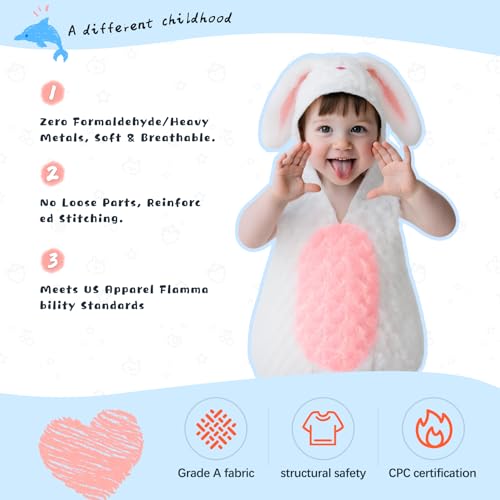 VZQI Baby Unisex Plush Animal Outfit Toddlers and Kids Rabbit Sleeveless Hooded Dress2