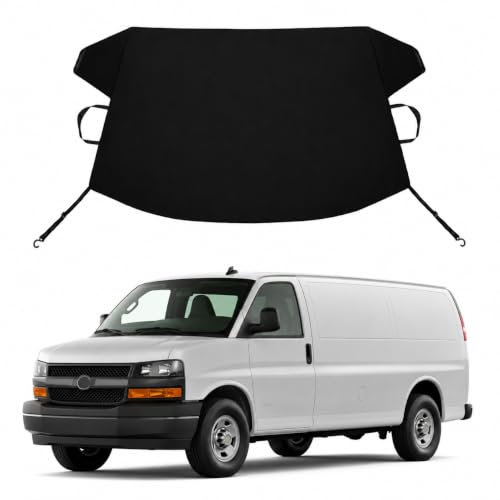 Image of Express Custom Windshield Cover for Ice and Snow Che-vy Express Heavy Duty 600D Oxford Fabric Windshield Protector Fit Waterproof Frost Snow Cover Winter Car Accessories