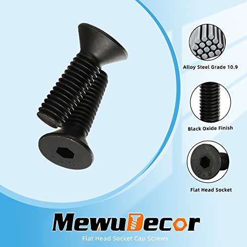 1/4-20 X 2" Flat Head Socket Cap Screws Countersunk Bolts Countersunk Bolts, Alloy Steel Grade 10.9, Fully Threaded, Black Oxide, 30 Pcs #TOP2