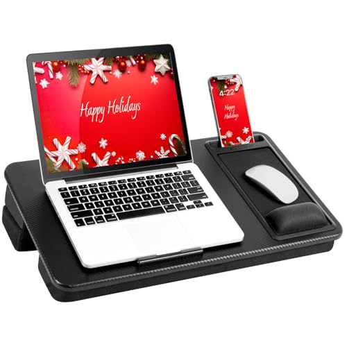 LAPGEAR Extra Large Adjustable Lap Desk with Memory Foam Wrist Rest, Mouse Pad, Phone Holder, Device...